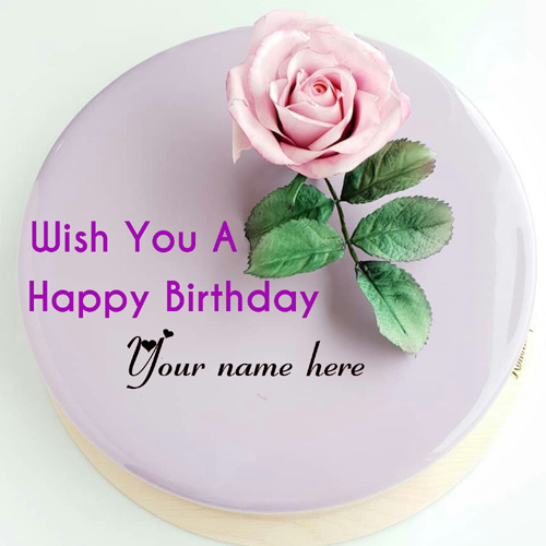 Happy Birthday Cake With Rose Flower For Love