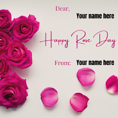 Happy Rose Day Wishes and Greetings Card With Name