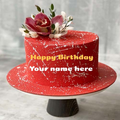 Red Velvet Birthday Wishes Name Cake For Husband 