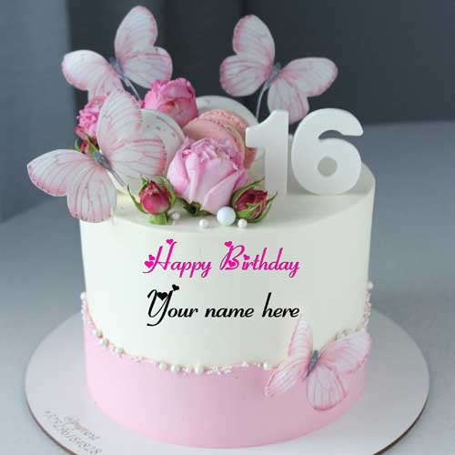 Sweet Sixteen Birthday Wishes Name Cake