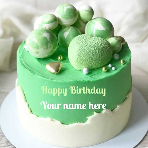 Pista Color Butter Cream Cake With Name For Husband