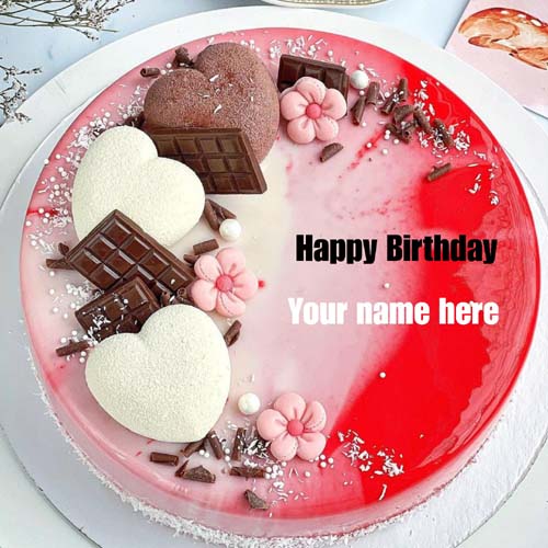 Red Velvet Birthday Cake For Hubby With Name