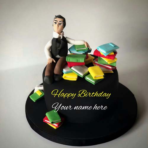 Birthday Name Cake For Librarian With Books On It