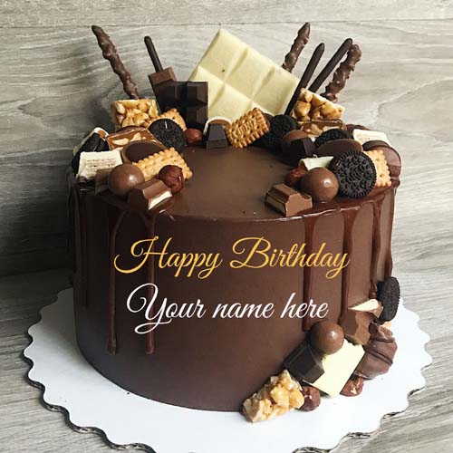 Dark Chocolate Birthday Cake With Name On It