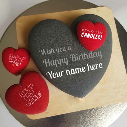 Wish You A Happy Birthday Heart Cake With Name On It
