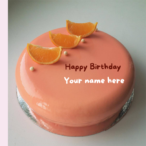 Orange Flavor Cake Decoration With Name On It