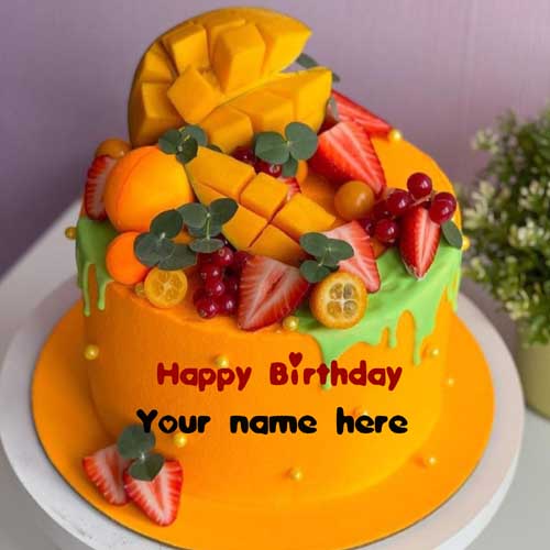 Fruit Birthday Wishes Cake With Name Edit