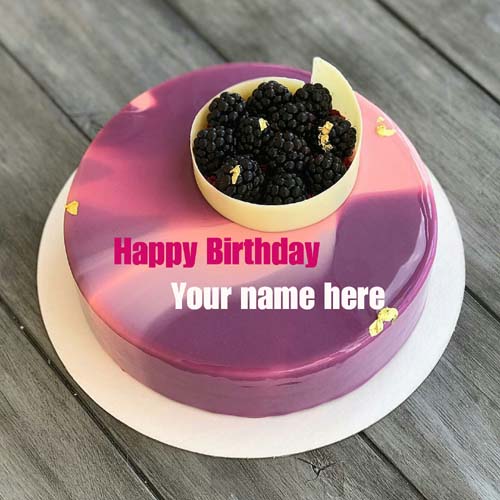 Blueberry Birthday Cake With Name For Husband