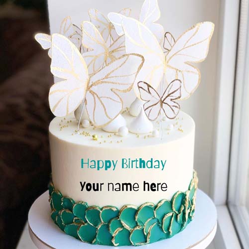 Butterfly Birthday Wishes Cake With Name On It