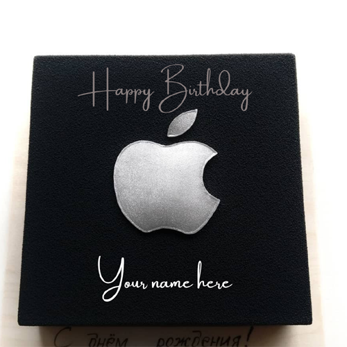 Apple Logo Birthday Name Cake With Name On It