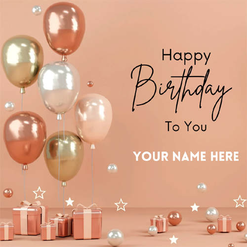 Balloon Birthday Greeting Card With Name On It