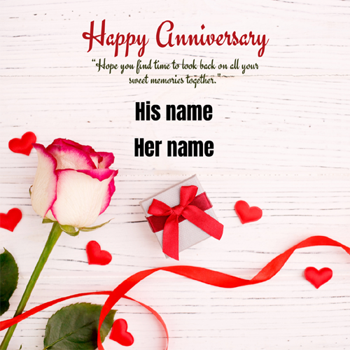 Anniversary Greeting Card With Couple Name On It