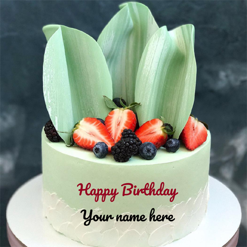 Beautiful Birthday Pista Color Cake With name