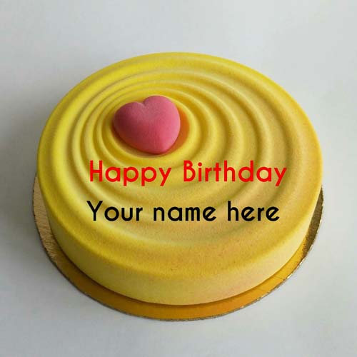 Mango Flavor Heart Birthday Cake With Name For Wife