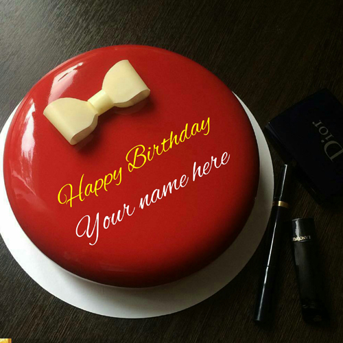 Generate Name On Birthday Cake With Bow For Husband