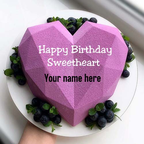 Heart Shape Birthday Wishes Cake With Name Editor