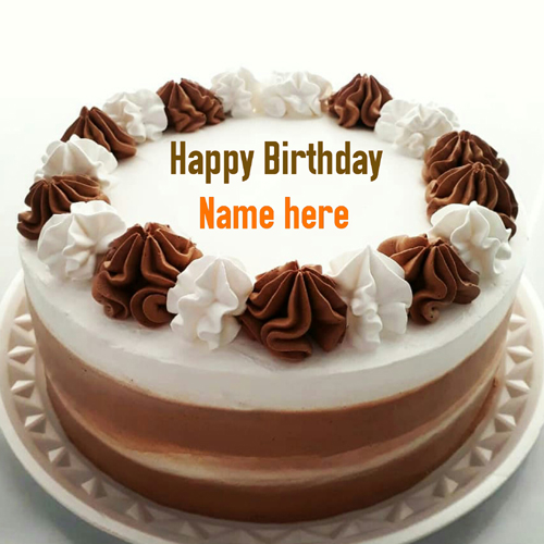 Vanilla Chocolate Cream Birthday Cake With Name On It
