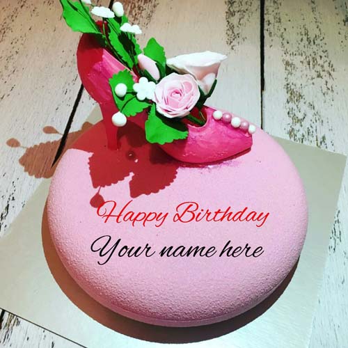 High Heel Sandal On Strawberry Birthday Cake For Wife