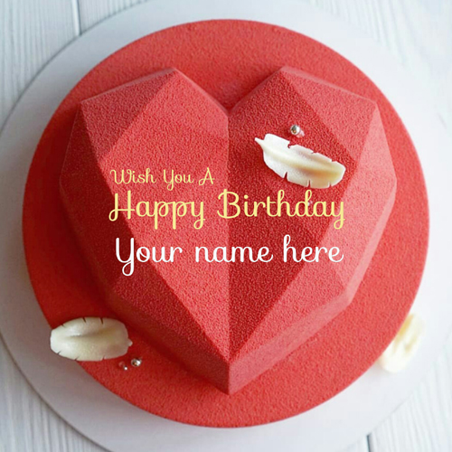 Red Velvet Heart Birthday Cake For Love With Name