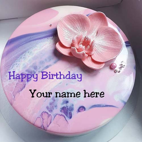Bubblegum Flavor Happy Birthday Cake With Name