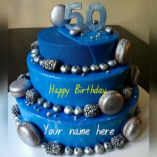 Happy 50th Birthday Cake With Name On It For Mother