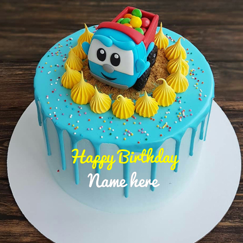 Type Name On Cartoon Birthday Cake With Gems For Kid