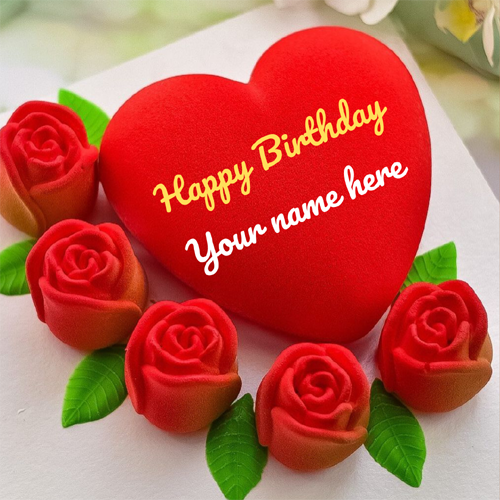 Red Heart Velvet Cake With Name On It