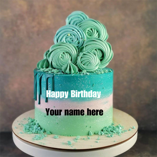 Mint Flavor Butter Cream Cake With Name