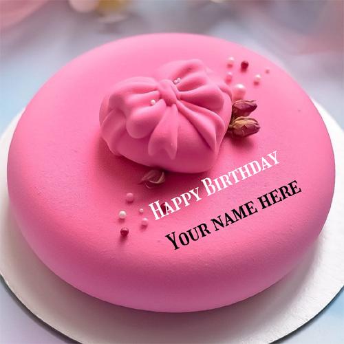 Pink Velvet Texture Birthday Cake With Heart