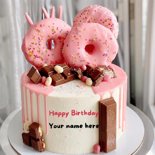 Donut Birthday Cake With Name On It