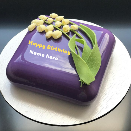 Square Shape Happy Birthday Cake With Name