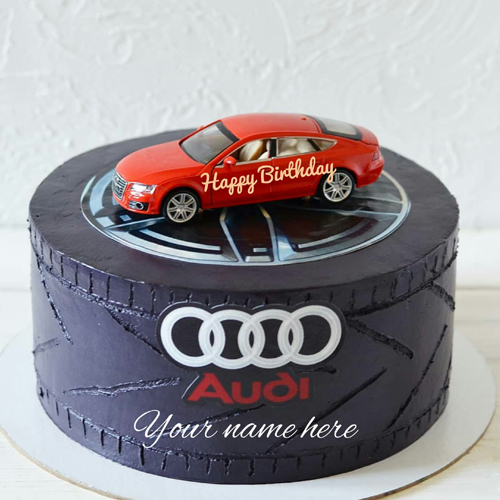 Audi Sports Car Birthday Cake With Logo For Car Lover