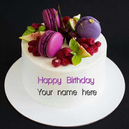 Vanilla Flavor Birthday Cake With Fruit Topping And Mac