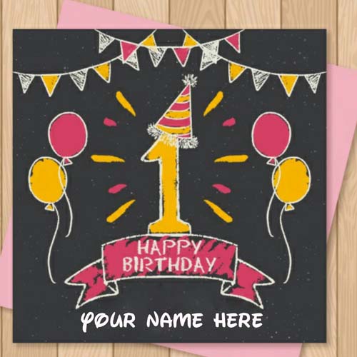 Happy 1st Birthday Greetings Card With Name On It
