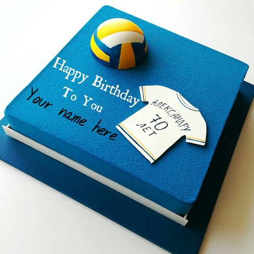 Volleyball Sports Theme Birthday Cake With Name On It