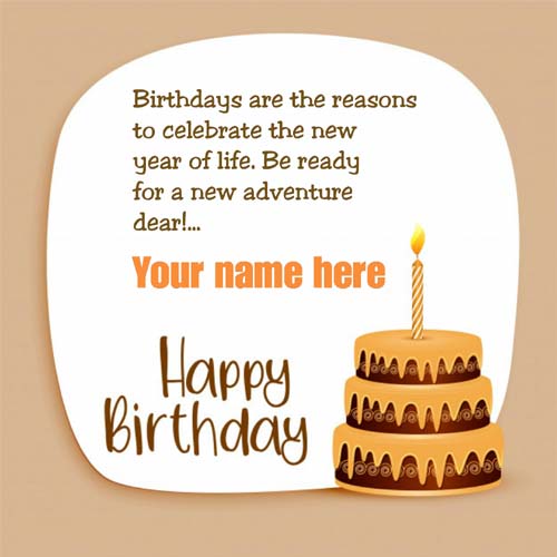 Birthday Cake Decorated Greeting Card With Name On It