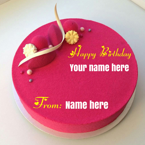 Strawberry Flavor Velvet Birthday Cake With Name On It