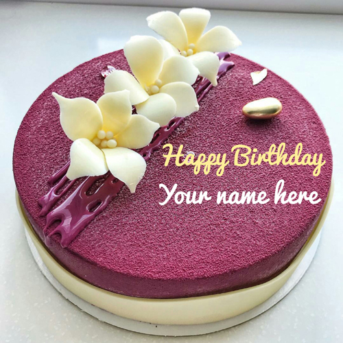  Magenta Color Birthday Cake With Name For Sister