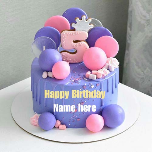 Happy 5th Birthday Cake With Name On It For Kid