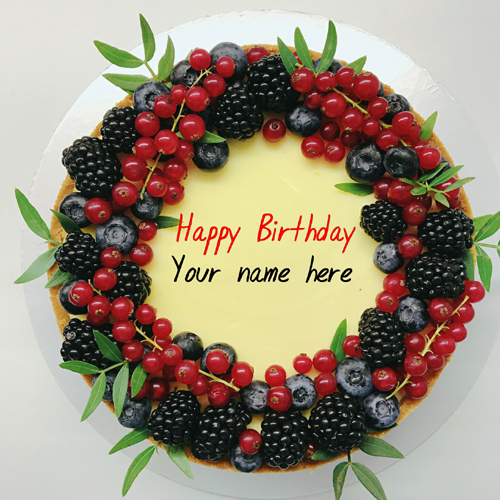 Fruit Toppings Birthday Cake With Name For Husband