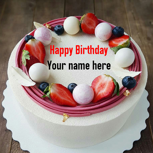 Vanilla Birthday Cake With Fruit Toppings For Hubby