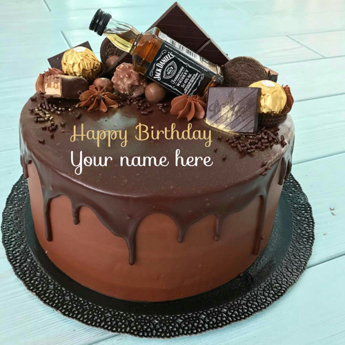 Delicious Chocolate Birthday Cake With Name On It