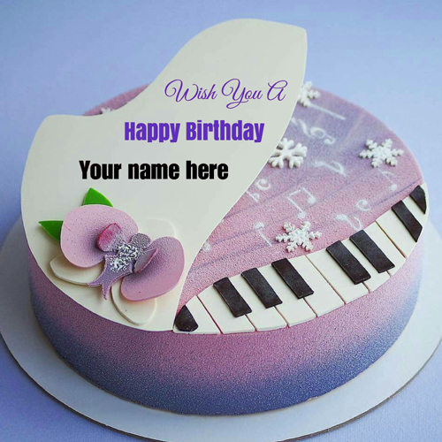 Piano Shaped Happy Birthday Cake With Name On It 