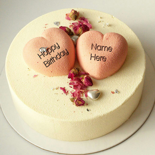 Vanilla Flavor Birthday Cake With Heart For Husband