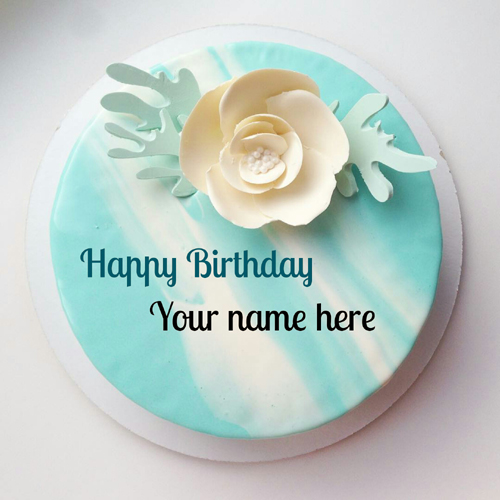 Blue and White Butter Cream Cake With Friend Name