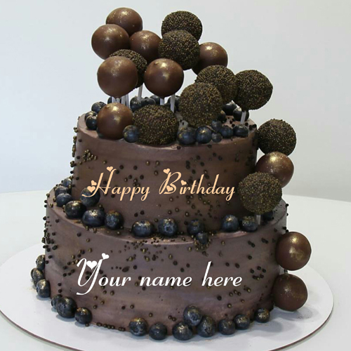 Double Layer Chocolate Ball Birthday Cake With Name