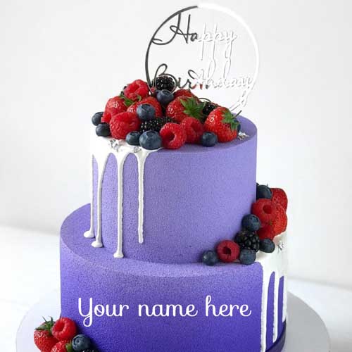 Designer Fruit Birthday Cake With Name For Wishes