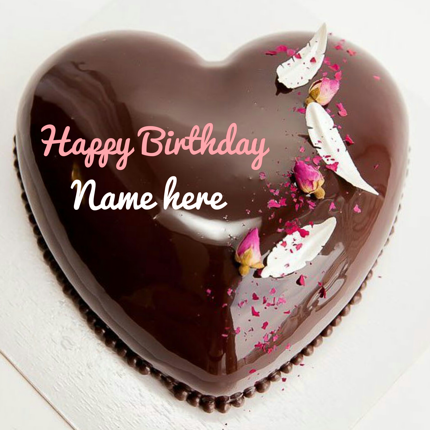 Molten Chocolate Heart Birthday Cake With Name For Love