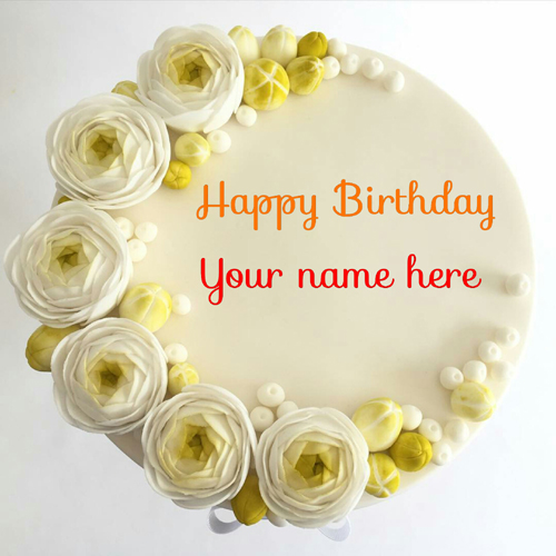 Butter Cream Flower Birthday Cake With Name On It