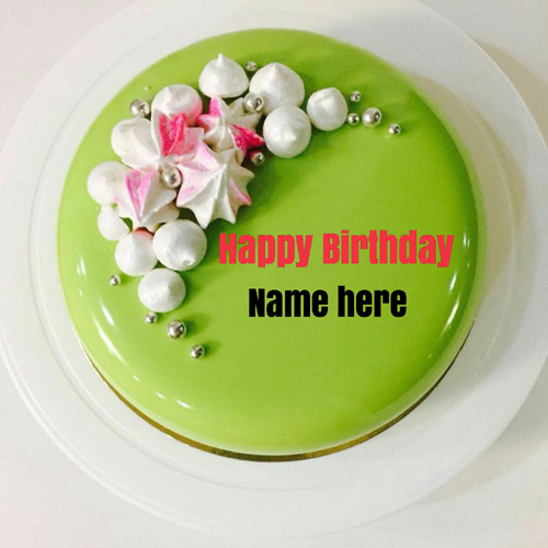 Green Apple Birthday Cake With Name For Sister